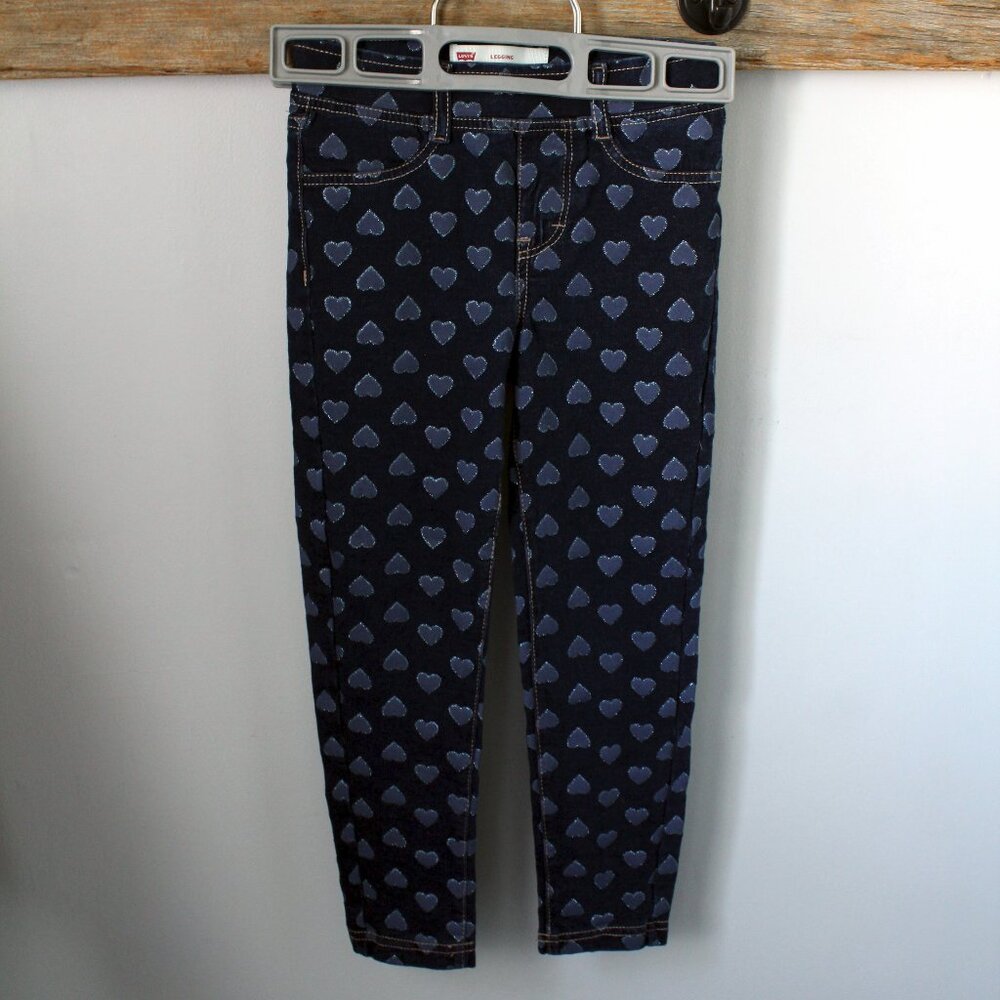 Levis Size 5-6 years Blue Glitter Heart Leggings